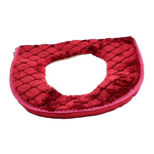 LAPYAPPE Warm Toilet Seat Cover Thickened Plush Cushion Für Komfort Im Badezimmer Waschbar Und Wiederverwendbar Für Runde Toilettensitze Rote Farbe Für Kalte Wintertage von LAPYAPPE