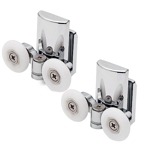 Duschkabine Rollen 2 Pcs/4PCS Shower Door Rollers 23mm Twin Zinc Alloy Shower Door Wheels Top DuschtüRrollen (Color : Bottom 2pcs, Size : 19mm) von LAPooh