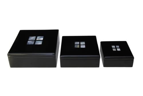 LAQ Design Box, Behälter, Kasten, Kästchen, Schachtel, Schatulle Set 3 teilig mit Perlmutt Intarsien ineinand : Schwarz mit Perlmuttintarsien LAQ Design Box, Behälter, Kasten, Kästchen, Schachtel, Schatulle Set 3 teilig mit Perlmutt Intarsien ineinand : Schwarz mit Perlmuttintarsien von LAQ Design