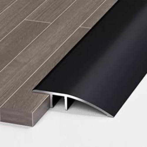 LARAKVEAKV Bodenübergangsstreifen, 91,4 cm, Schwellenleiste, Aluminium, Übergangskante, schwarze Schwellenrampe zum Verbinden von Bodenspalten, Teppichfliesen (schwarz) von LARAKVEAKV