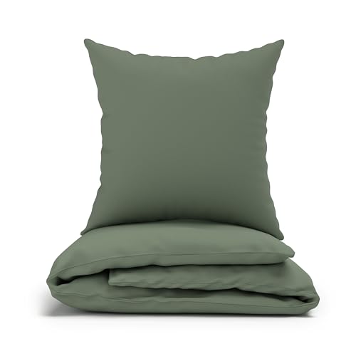 LARAWELL Bettwäsche 135x200 Baumwolle ganzjahres Bettwäsche-Sets grün Premium von LARAWELL