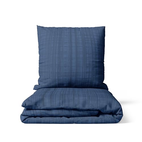 LARAWELL Bettwäsche 135x200 blau gestreift Bettwäsche-Sets, kuschelweich, hypoallergen, bügelfrei Premium von LARAWELL