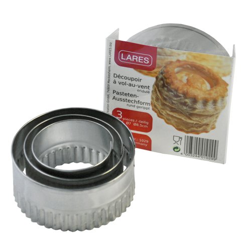 LARES 3er-Set Pasteten-Ausstechformen - Tortenring - Pastetenring - aus Weißblech - Made in Germany von Lares