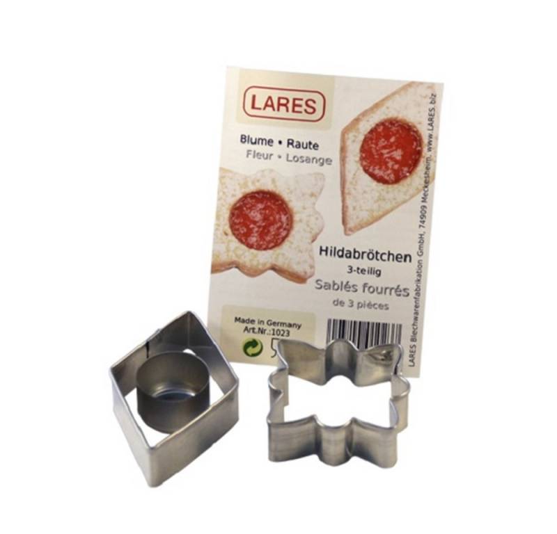LARES Ausstechform 1023, Hilda Brötchen Ausstecher Blume-Raute, Weißblech, 3-tlg. Ausstecherset - Made in Germany LARES Ausstechform 1023, Hilda Brötchen Ausstecher Blume-Raute, Weißblech, 3-tlg. Ausstecherset - Made in Germany von LARES
