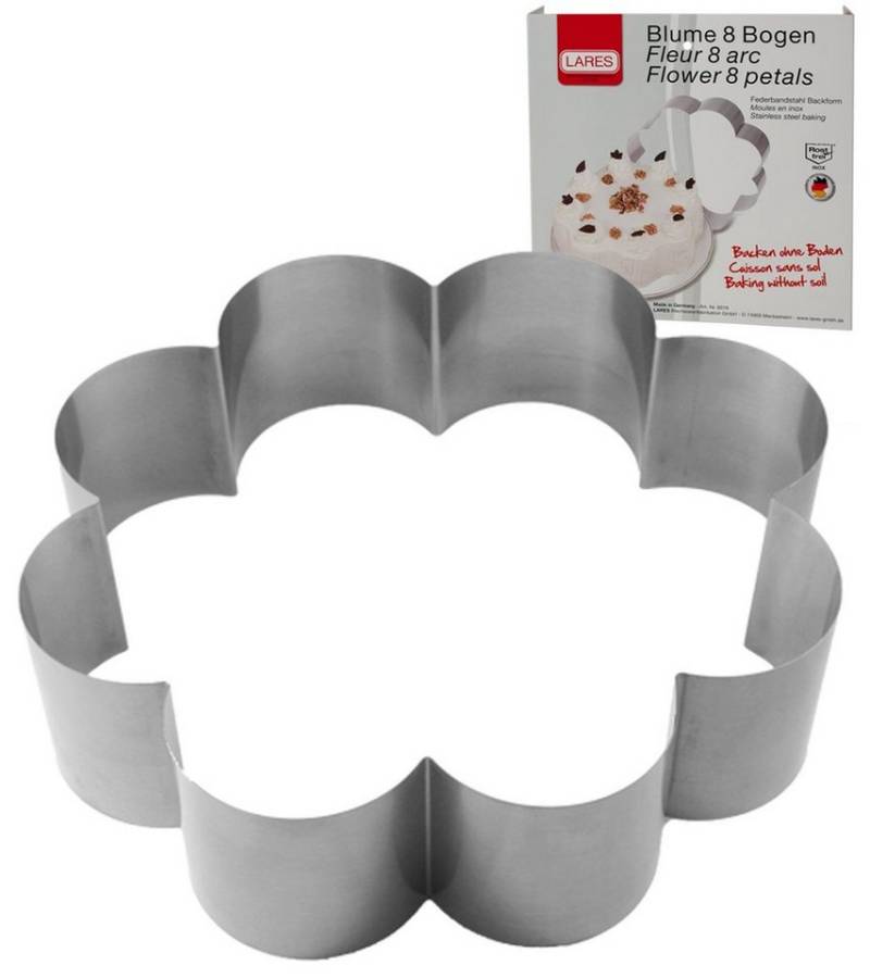 LARES Backform 6019, Blume mit 8 Bögen, rostfreier Edelstahl, Made in Germany von LARES