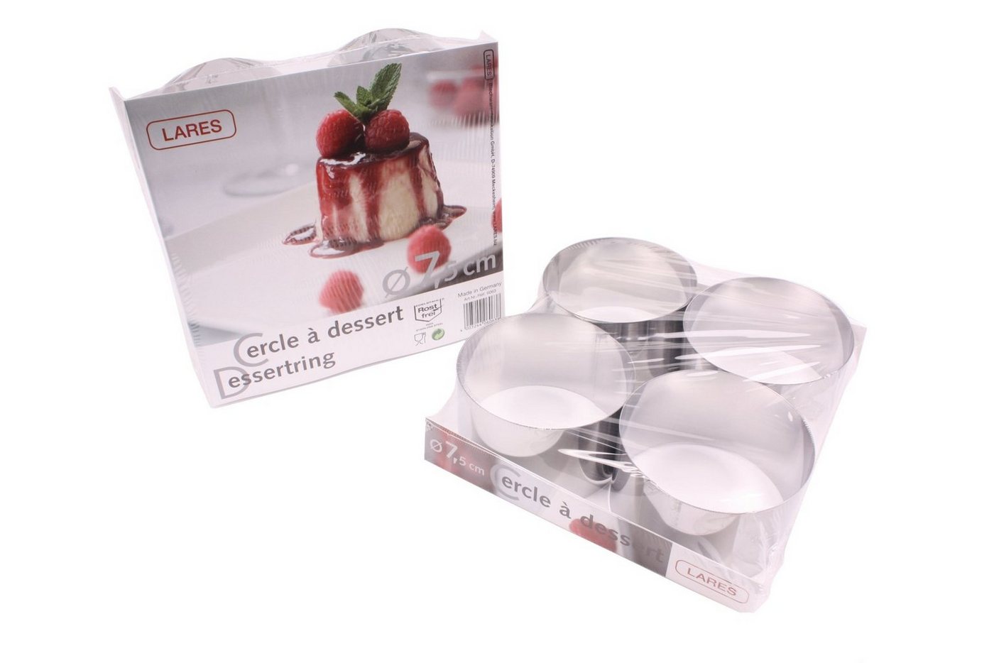 LARES Tortenring 6063, Tortenringe 4er Set - Robuste Dessertringe -, Edelstahl, zur Herstellung optischer Leckerbissen - Made in Germany von LARES