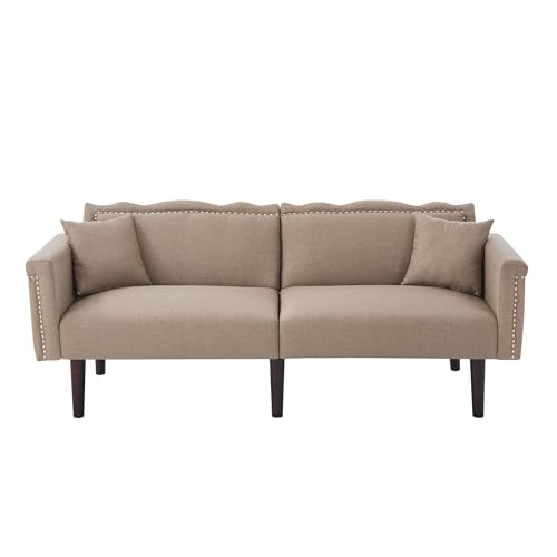 LARFOEK 2-Sitzer-Sofa, Zweisitzer Sofa mit Schlaffunktion, Unabhängig Verstellbare Doppelrückenlehnen, Schlafsofa mit Armlehne, Couch für Wohnzimmer Schlafzimmer, 176 x 72 x 72 cm, Antikbraun von LARFOEK