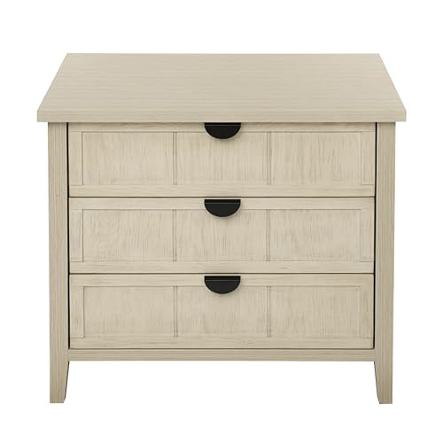 LARFOEK Kommode mit 3 Schubladen, Sideboard in Naturholzoptik, Highboard mit Austauschbaren Schubladenfronten, Großer Stauraum, Beistellschrank für Wohnzimmer, Schlafzimmer, Flur, 80 x 40 x 80,4 cm von LARFOEK