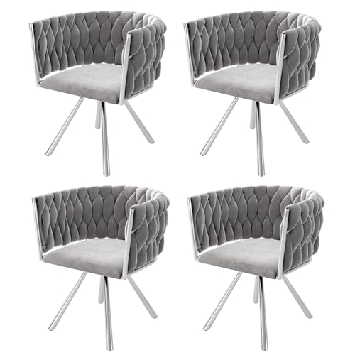 LARFOEK Samtstuhl Esszimmerstühle, 4er Set, Moderner Sessel mit Vier Stützbeinen aus Metall, Einzelner Luxus Küchenstühle, Polsterstühle für Wohnzimmer, Arbeitszimmer, Grau+Silber LARFOEK Samtstuhl Esszimmerstühle, 4er Set, Moderner Sessel mit Vier Stützbeinen aus Metall, Einzelner Luxus Küchenstühle, Polsterstühle für Wohnzimmer, Arbeitszimmer, Grau+Silber von LARFOEK