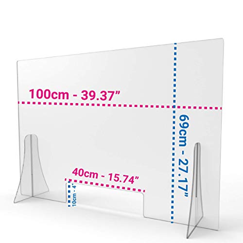 Schutzwand aus trasparant 5 mm Geldtrenner für die Sicherheit und den Schutz von Büros, Lebensmittelgeschäften, Tabak und Büromaterial (100x70 cm) von LARGE FORMAT