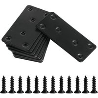 10 Stück Lochbleche, Eckstreben, Holzverbinder, Edelstahl-Flachverbinder, Reparaturverbinder, Lochflacheisen, mit 60 Schrauben, 80x40x1,7mm von LARGEIGHT