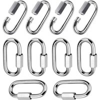 10 Stück M6 Schraubösen-Karabiner aus 304 Edelstahl, Schnellverschluss – Verriegelung mit Schraubverschluss zum Verbinden von Seilen, Ketten, Takelage von LARGEIGHT