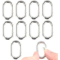 10 Stück kleine ovale silberne Karabiner, Mini-Karabiner mit integrierter Feder, Karabiner aus Zinklegierung für Handtaschen, Karabiner für Camping, von LARGEIGHT