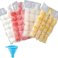 100 Stück Eiswürfelbeutel, Einweg-Eiswürfelbeutel mit Silikontrichter, Eisformen für Wasser, Getränke, Cocktails, Fruchtsäfte und andere Eiswürfel von LARGEIGHT