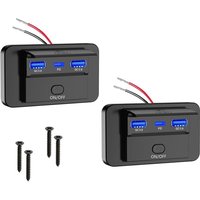 12-V-Auto-USB-Ladebuchse, 72 W, Dual-QC3.0-USB und PD3.0 Typ-C-Autobuchse für Auto, Wohnmobil, Bus, LKW, Boot, Golfwagen (2er-Pack) von LARGEIGHT