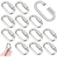 14 Stück M4 Schraubkarabiner, 304 Edelstahl Schnellverschlusskarabiner mit Schraubverschluss, Fester Karabiner zum Verbinden von Seilen, Ketten, von LARGEIGHT