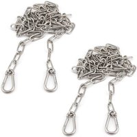 2 Stück Hängesesselkette, Verlängerungskette aus 304 Edelstahl mit 4 Karabinerverbindern, 1 m lange Hängemattenkette zum Aufhängen, für Schaukeln, von LARGEIGHT