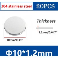 20 Stück runde Unterlegscheiben, runde Platte aus Edelstahl 304, runde Platte aus Metall, Durchmesser 10 mm, Dicke 1,2 mm 20 Stück runde Unterlegscheiben, runde Platte aus Edelstahl 304, runde Platte aus Metall, Durchmesser 10 mm, Dicke 1,2 mm von LARGEIGHT