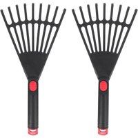 2er-Pack Hand-Gartenrechen aus Kunststoff mit ergonomischem Griff, kleiner Laubrechen zum Gärtnern, Kultivieren, Auflockern von Erde und Verteilen 2er-Pack Hand-Gartenrechen aus Kunststoff mit ergonomischem Griff, kleiner Laubrechen zum Gärtnern, Kultivieren, Auflockern von Erde und Verteilen von LARGEIGHT