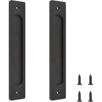 2er-Pack Schiebetürgriff, rechteckiger Türgriff mit Schrauben, 220 mm, Aluminiumlegierung, für Schränke, Schuppen, Garagen, Scheunentore (schwarz) von LARGEIGHT