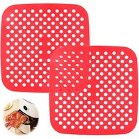 2er-Pack wiederverwendbare Silikonmatten für die Heißluftfritteuse, Silikonmatten für die Heißluftfritteuse, antihaftbeschichtet, leicht zu reinigen, von LARGEIGHT