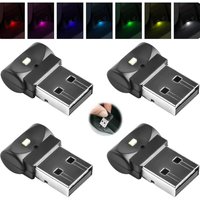 4-teiliges USB-LED-Atmosphärenlicht für den Autoinnenraum, tragbares Mini-LED-Nachtlicht [7 einstellbare Farben], von LARGEIGHT