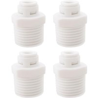 4er-Pack 1/2 Zoll bis 1/4 Zoll Außengewinde, Kunststoff, gerader Kopf, Schnellverbinder für Umkehrosmose-Wasserfilter, weiß von LARGEIGHT