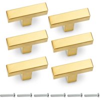 6 Stück 50 mm Möbelgriffe Gold, quadratische Griffe aus Edelstahl, mit 24 Schrauben, für Küchen, Schubladen, Schränke, Möbel 6 Stück 50 mm Möbelgriffe Gold, quadratische Griffe aus Edelstahl, mit 24 Schrauben, für Küchen, Schubladen, Schränke, Möbel von LARGEIGHT