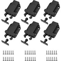 6er-Pack Touch-Release-Verschlüsse, Push-Open-Verschluss für Schränke, Türen und Schubladen, verdeckter Türverschluss, mit Schrauben, schwarz von LARGEIGHT