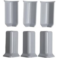 6er-Set Sockelleisten-Eckklötze zur schnellen Montage auf 8 cm hohen Sockelleisten (M grau) von LARGEIGHT