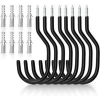 8er-Pack schwarze Fahrradhaken, Deckenhaken für Garage, Schuppen, Aufbewahrung, Wandhalterung mit Kunststoffbeschichtung zum Aufhängen von Fahrrädern von LARGEIGHT