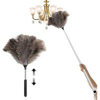 Ausziehbarer Staubwedel mit Straußenfedern – einfache Reinigung hoher Decken und Schränke (115 cm) von LARGEIGHT