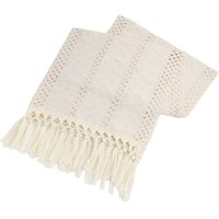 Boho-Tischläufer in Beige mit Quasten, Makramee-Tischläufer aus Baumwoll-Leinen-Mischgewebe, rustikaler Bauernhausstil, für Küche, Hochzeiten und von LARGEIGHT