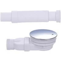 Chrom-Duschwanne mit extraflachem Siphon und 90-mm-Ablauf, seitlicher Ablaufsiphon mit Anti-Geruchssystem, Haarsieb, flexibler Schlauch, von LARGEIGHT