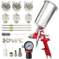 HVLP-Farbspritzpistole mit 1000-ccm-Aluminiumbecher und 3 Düsen 1,4 mm 1,7 mm 2,0 mm, Schwerkraft-Spritzpistole mit Luftregler für Auto, Wand, Möbel, von LARGEIGHT