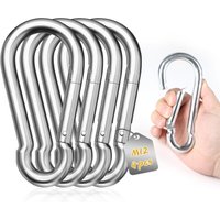 Hochleistungskarabiner, 4 Stück M12 140 mm x φ12 mm Karabiner aus 304 Edelstahl, großer Karabiner aus Edelstahl mit 550 kg Tragkraft von LARGEIGHT