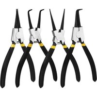 Innen- und Außensicherungsringzange, Zange mit geraden/gebogenen Backen, Kohlenstoffstahl, Länge 7 Zoll, Spitzengröße 1,8 mm, 4 Stück Innen- und Außensicherungsringzange, Zange mit geraden/gebogenen Backen, Kohlenstoffstahl, Länge 7 Zoll, Spitzengröße 1,8 mm, 4 Stück von LARGEIGHT