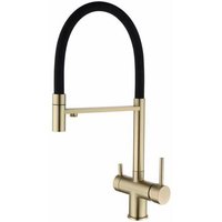 Küchenarmatur aus Messing mit Wasserfilter, Wasserhahn mit Doppelauslauf zur Trinkwasserfiltration, 360-Grad-Drehung, sauberer Waschhahn (gebürstetes von LARGEIGHT