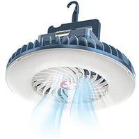LED Campinglampe mit Ventilator USB wiederaufladbar, Campingventilator mit Licht, Zeltlampe Laterne Powerbank Campingzubehör [Energieklasse F] von LARGEIGHT