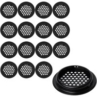 Lüftungsgitter aus schwarzem Edelstahl, 16 Stück – 35 mm große, runde Lüftungsgitter mit 16 Löchern zur Wärmeableitung – langlebige Deckel für von LARGEIGHT