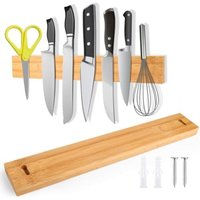 Magnetischer Messerhalter, 40cm Magnetische Messerleiste ohne Bohren montierbar, Magnetischer Messerhalter für Küchenmesser, Obstmesser, Scheren von LARGEIGHT