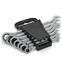 Metrisches Ratschenset mit festem Kopf, Schraubenschlüssel, Griffe, DIY-Handwerkzeuge, 7-teilig/Set, schwarzes Kunststoff-Rack-Paket von LARGEIGHT