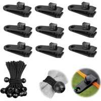 [NIE BENUTZT]10 Sets Tarp Clip, Zeltplanenclip, Markisenclip, Elastischer Seilspannerclip, Tarp Clip Ball Bungee Seil für Zelte, Abdeckungen, von LARGEIGHT