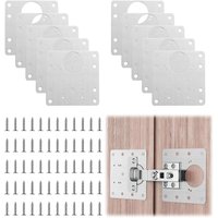 [NIE BENUTZT]10 Stück Scharnier-Reparaturplatte, Schranktürscharnier mit 60 Schrauben, Reparaturplatten-Set mit Möbelscharnier-Reparaturloch für von LARGEIGHT