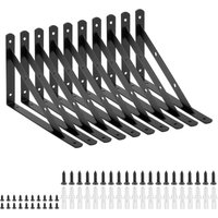 [NIE BENUTZT]10 x Regalträger 300 mm x 200 mm, Winkelträger mit 40 x Schrauben und 20 x Metallwinkel (Schwarz) von LARGEIGHT