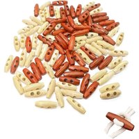 [NIE BENUTZT]100 Stück Olivenholzknöpfe – 2 Löcher 30 mm – für Mäntel, Kleidung & Heimwerken – Fass-/Olivenform – Natur & 2 Farben – Langlebiges von LARGEIGHT