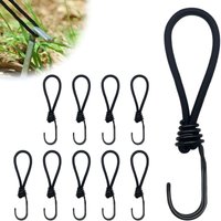[NIE BENUTZT]10er-Pack Gummi-Bungee-Seile mit Haken – 16 cm – Mehrzweck-Bungee-Seil mit Haken – für Campingplanen, Anhängerplanen, Poolabdeckungen von LARGEIGHT