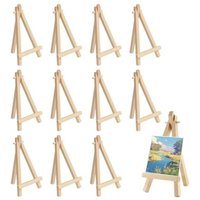 [NIE BENUTZT]12 Stück Mini-Staffeleien aus Holz, 8 x 15 cm Mini-Ausstellungsständer, kleine klappbare Malstaffelei, Holzstativ, kleine von LARGEIGHT