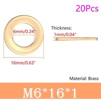 [NIE BENUTZT]20 Stück Flache Unterlegscheibe, 6 mm x 16 mm, Kreisförmige Dichtungsscheibe, Ringscheiben, Messing-Flachscheibe zur Schraubenabdichtung von LARGEIGHT
