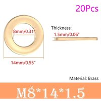 [NIE BENUTZT]20 Stück Flache Unterlegscheibe, 8 mm x 14 mm, Kreisförmige Dichtungsscheibe, Ringscheiben, Messing-Flachscheibe zur Schraubenabdichtung von LARGEIGHT